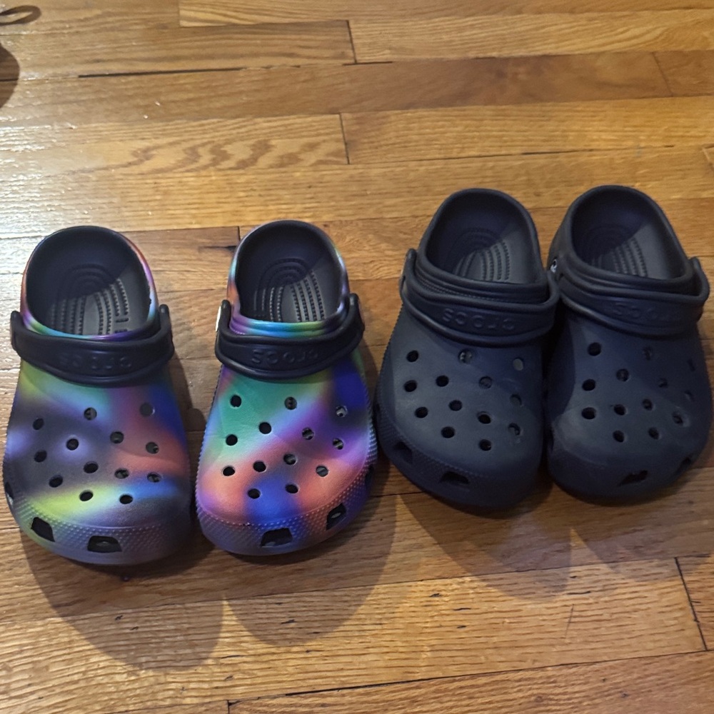CROCS Kids size J3 - Rainbow and Black